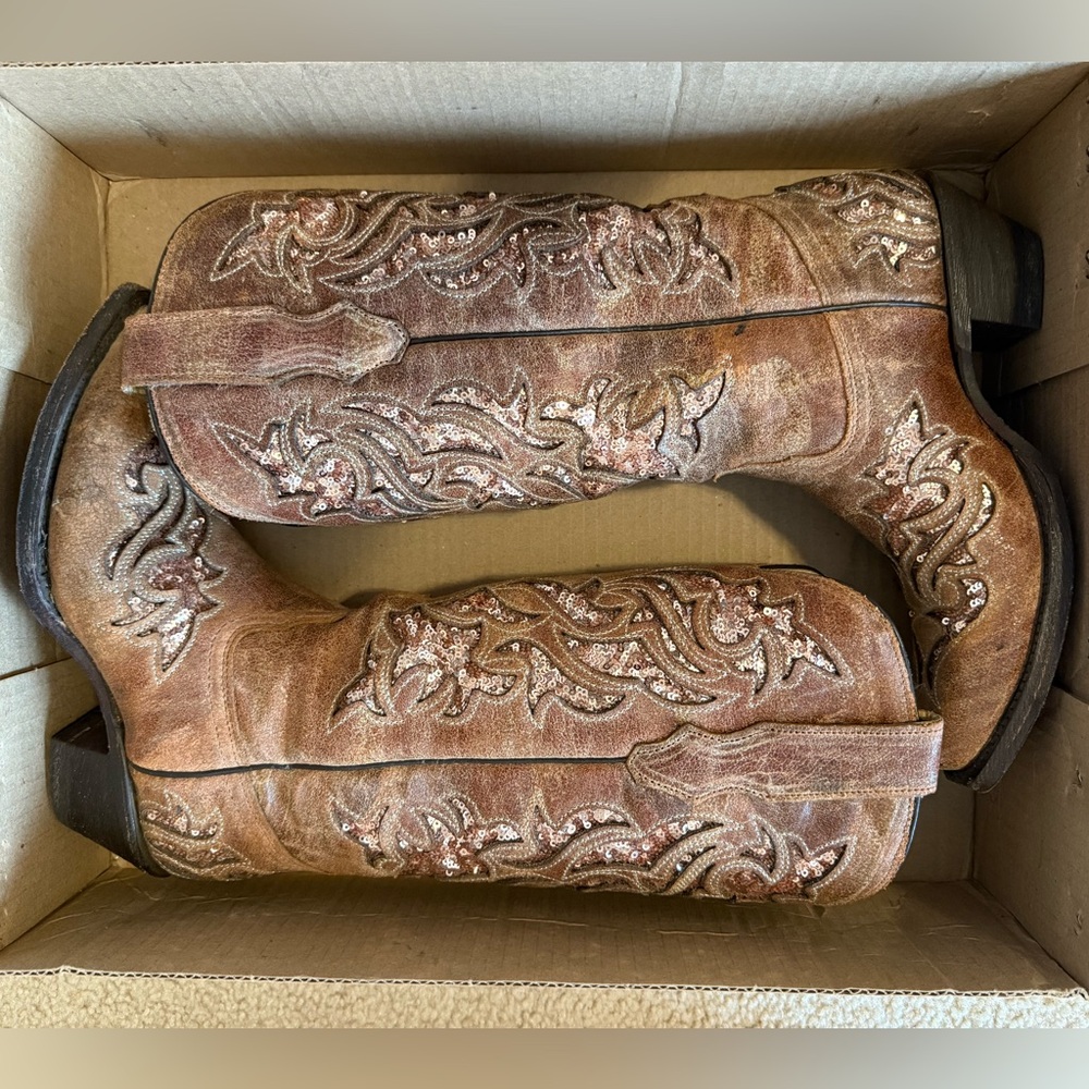 Sequined Brown/Pink Cowboy Boots